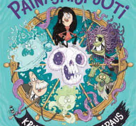 Kristallikallon turkoosi kansi, jossa Painajaispuodin väkeä ja kaikenlaisia kummallisia merirosvoja.