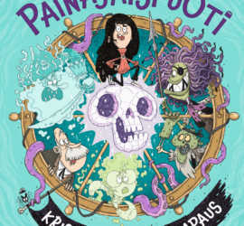 Kristallikallon turkoosi kansi, jossa hirviömerirosvoja ja Painajaispuodin väkeä.